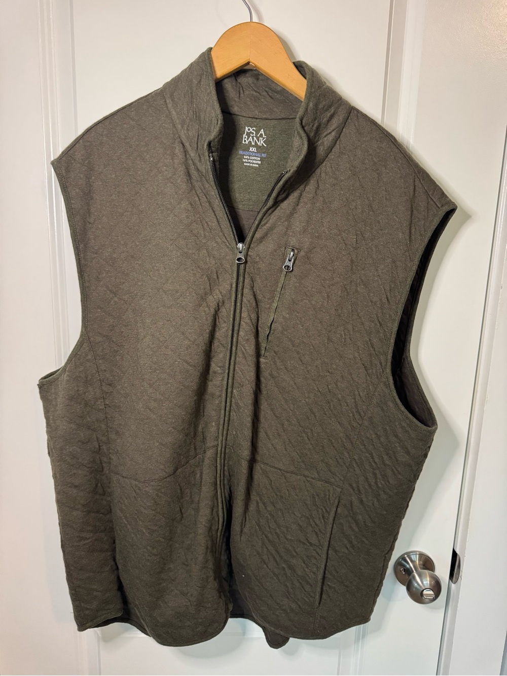 Jos. A. Bank Quilted Olive Green Men's Vest